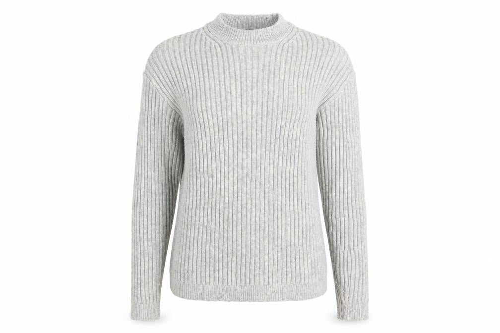 Front view of Marks & Spencer Women’s Grey Ribbed Knit jumper XS