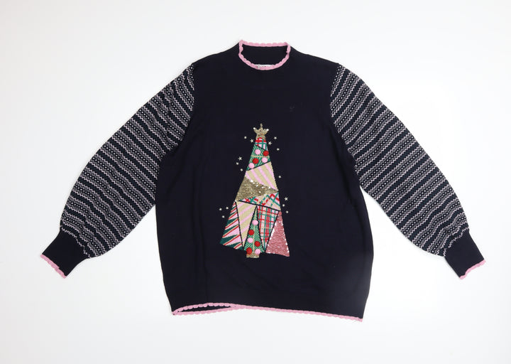 Next Women’s Black Christmas Sequin Jumper L Petite Pullover