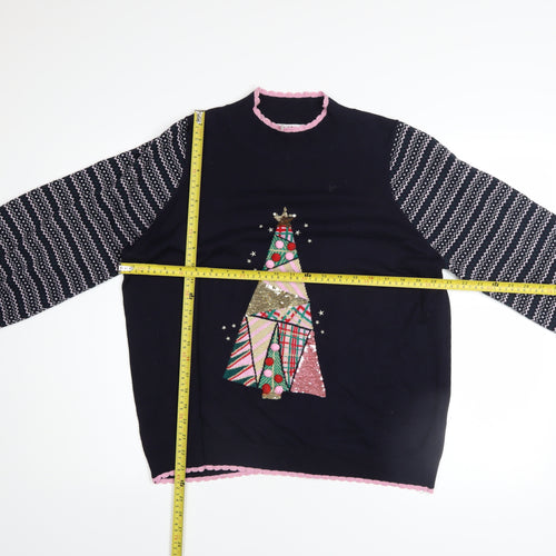 Next Women’s Black Christmas Sequin Jumper L Petite Pullover