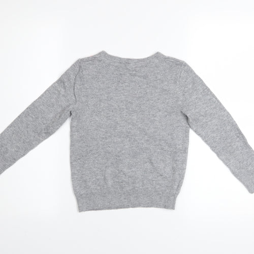 John Lewis Girls Grey Sequin Star Pullover Jumper Age 7 Years