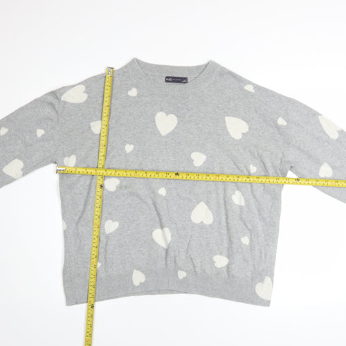 Marks and Spencer Womens Grey Heart Cotton Jumper Size L