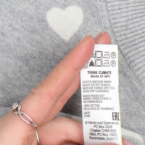 Marks and Spencer Womens Grey Heart Cotton Jumper Size L