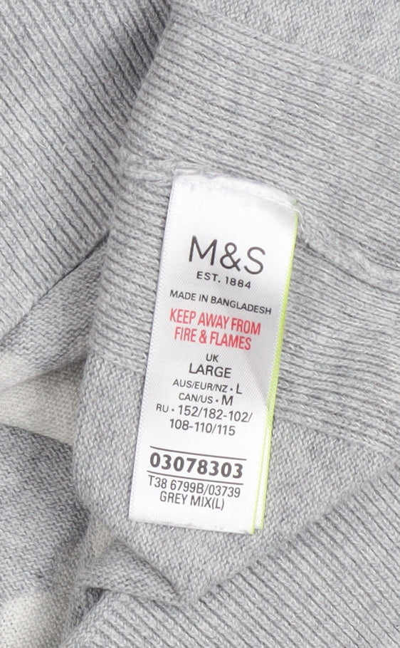 Marks and Spencer Womens Grey Heart Cotton Jumper Size L