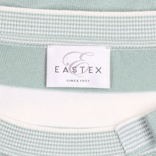 Eastex Women’s Green White Striped Crew Neck 3/4 Sleeve Jumper Size 12