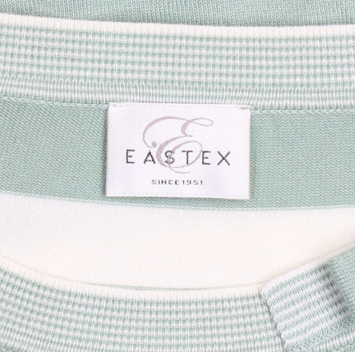 Eastex Women’s Green White Striped Crew Neck 3/4 Sleeve Jumper Size 12