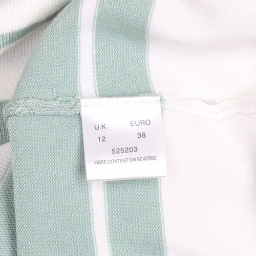 Eastex Women’s Green White Striped Crew Neck 3/4 Sleeve Jumper Size 12