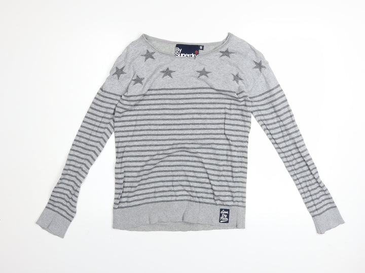 Superdry Women’s Grey Star Stripe Cotton Jumper Size S