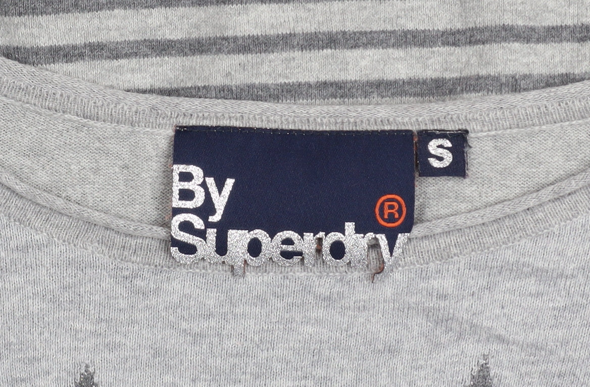 Superdry Women’s Grey Star Stripe Cotton Jumper Size S
