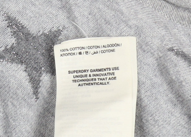 Superdry Women’s Grey Star Stripe Cotton Jumper Size S