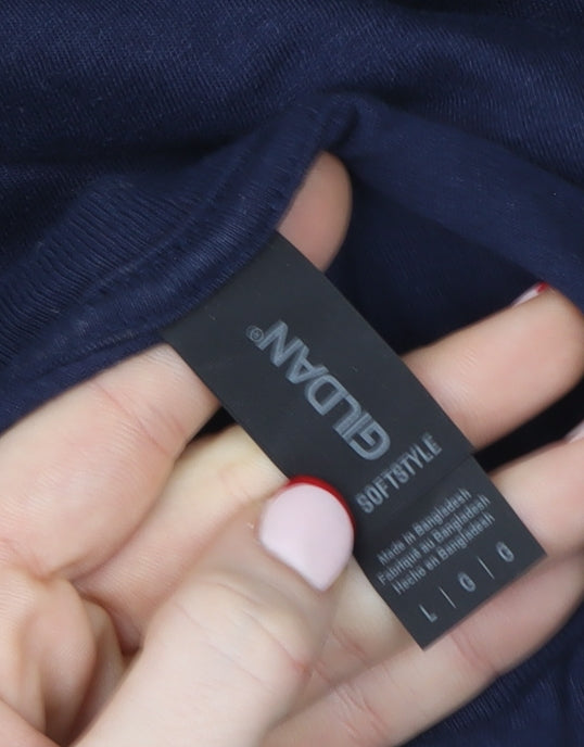 Gildan Men's Blue Funny Graphic 'Can You Hear Me Now?' T-Shirt Size L