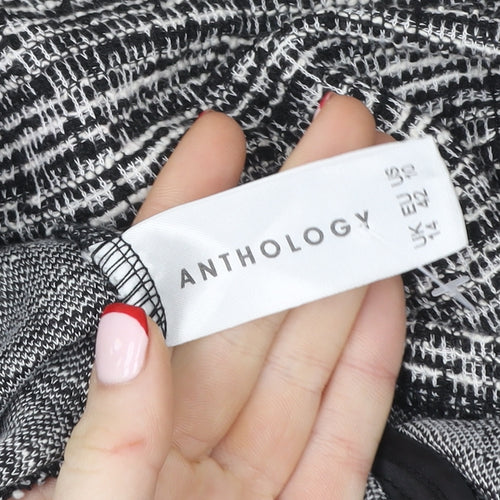 Anthology Women's Black Tweed Blazer Size 14 Classic Smart Jacket