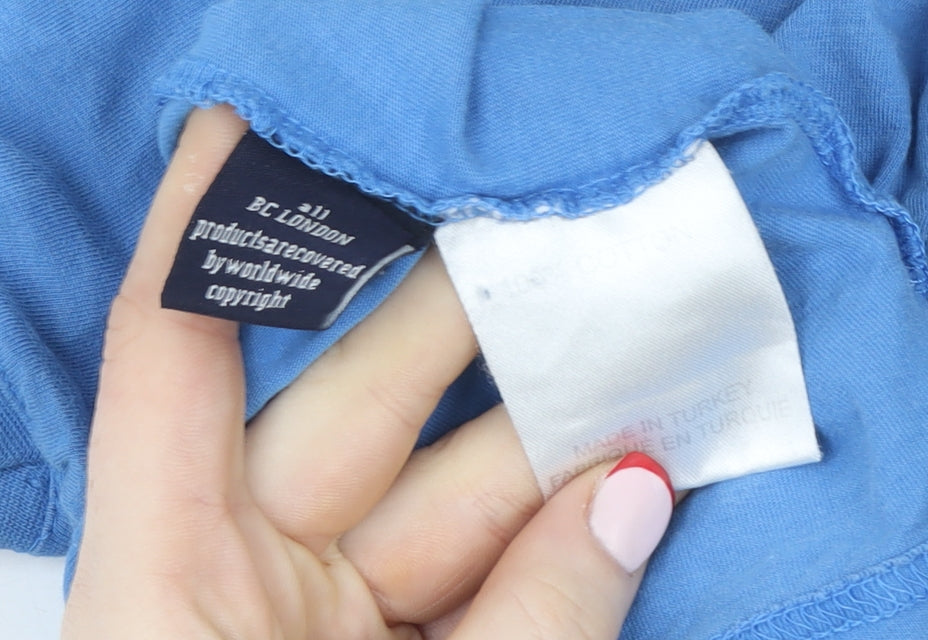 BC London Men Blue Mexico 70 Graphic Cotton T-Shirt Size L Retro Sports Tee