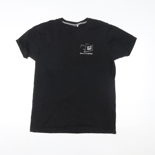 Premium Unisex Black Cotton Crew Neck Short Sleeve T-Shirt M