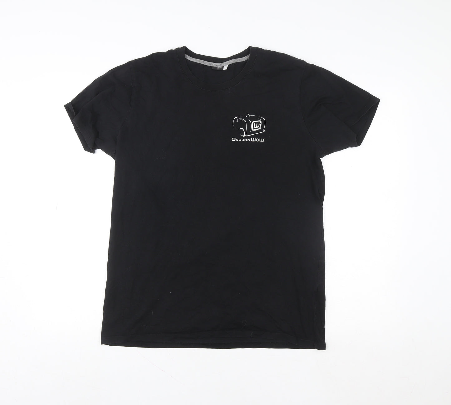 Premium Unisex Black Cotton Crew Neck Short Sleeve T-Shirt M