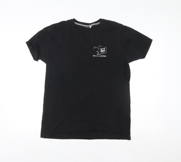 Premium Unisex Black Cotton Crew Neck Short Sleeve T-Shirt M