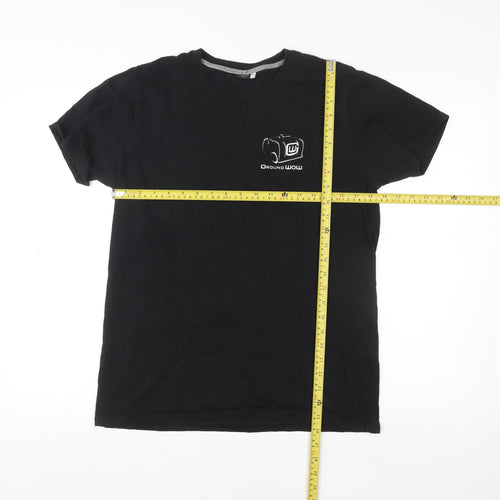 Premium Unisex Black Cotton Crew Neck Short Sleeve T-Shirt M