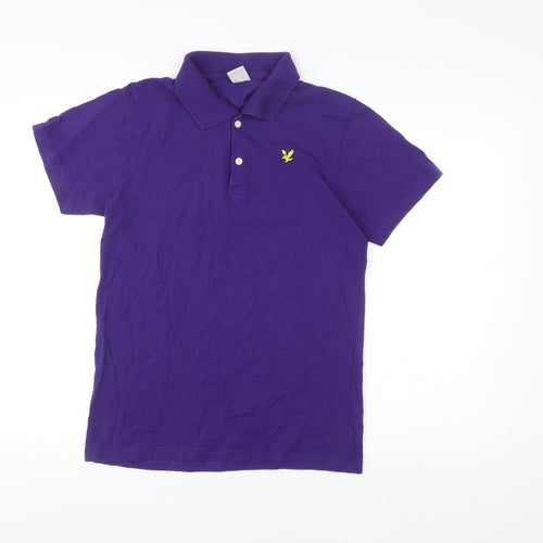 Lyle & Scott Men's Purple Short Sleeve Cotton Polo Shirt Size S