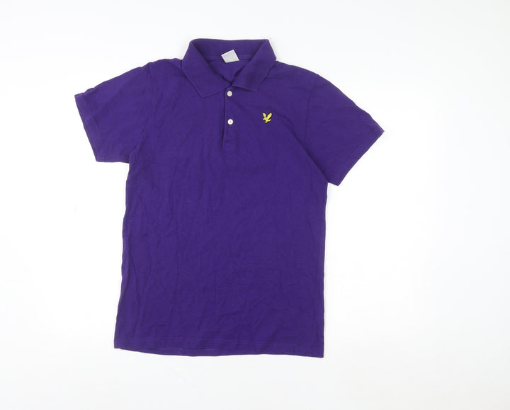 Lyle & Scott Men's Purple Short Sleeve Cotton Polo Shirt Size S