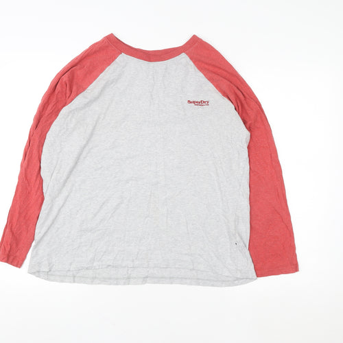 Superdry Women Grey Red Long Sleeve Raglan Sweatshirt UK14 Cotton