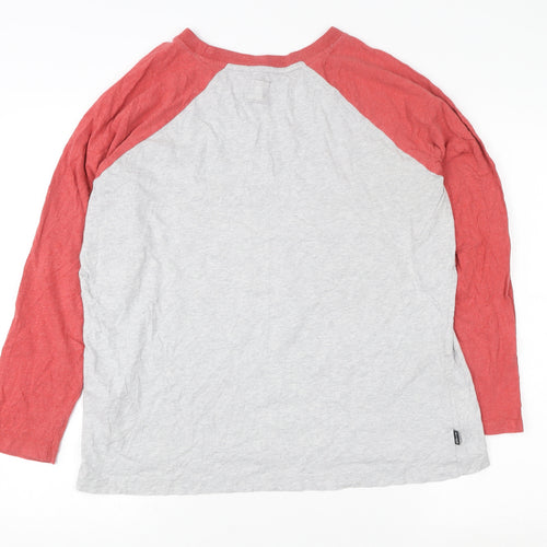 Superdry Women Grey Red Long Sleeve Raglan Sweatshirt UK14 Cotton