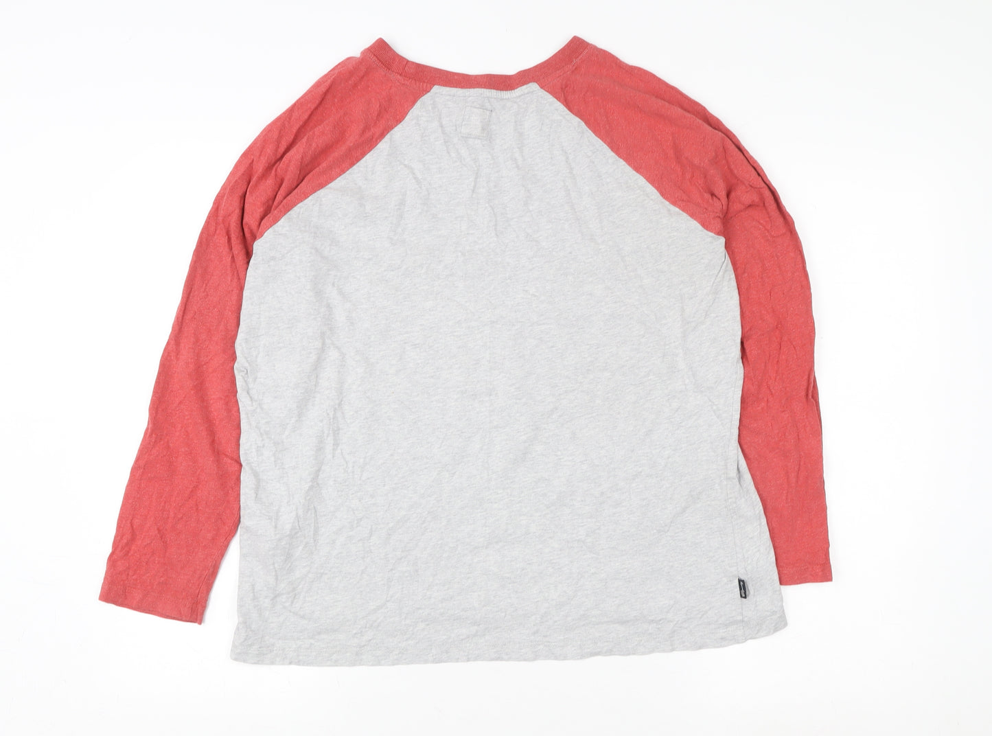 Superdry Women Grey Red Long Sleeve Raglan Sweatshirt UK14 Cotton