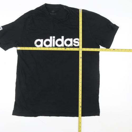 Adidas Mens Black Large Logo Graphic Sports T-Shirt