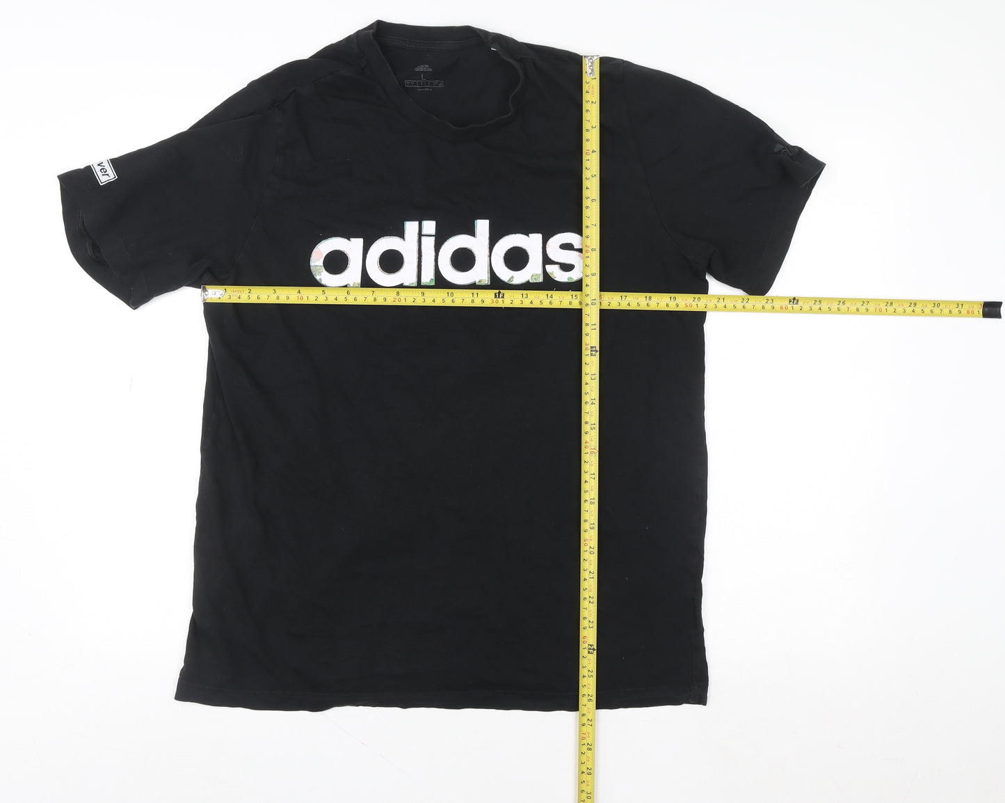 Adidas Mens Black Large Logo Graphic Sports T-Shirt