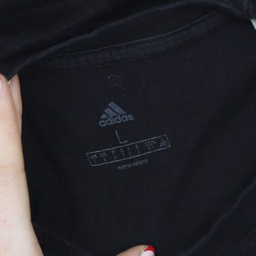 Adidas Mens Black Large Logo Graphic Sports T-Shirt