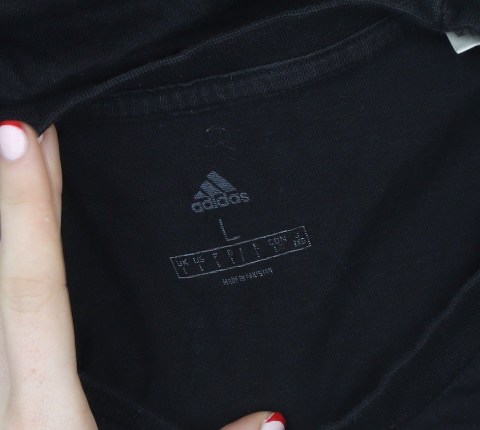 Adidas Mens Black Large Logo Graphic Sports T-Shirt