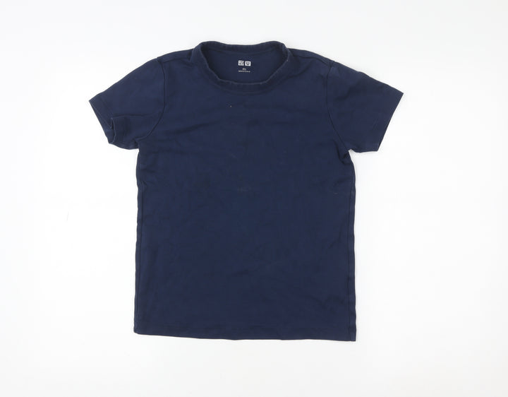 Uniqlo Women Blue XS Basic Crew Neck Cotton T-Shirt