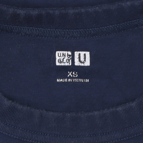 Uniqlo Women Blue XS Basic Crew Neck Cotton T-Shirt