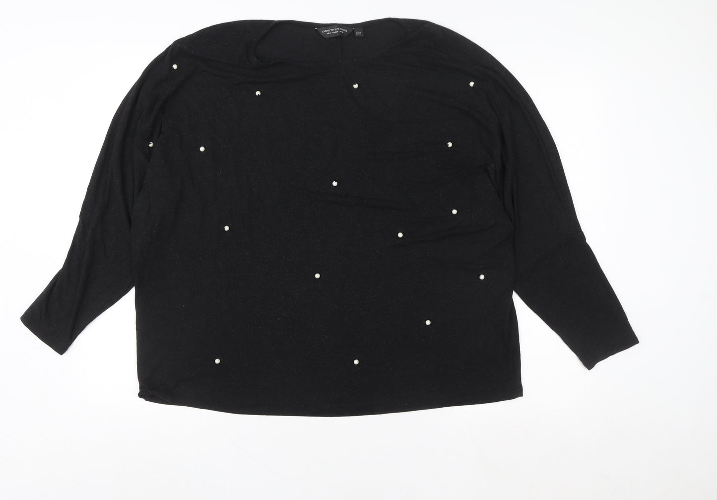 Dorothy Perkins Women Black UK 18 Pullover Sweatshirt Pearl Accent