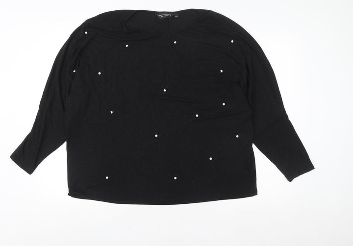 Dorothy Perkins Women Black UK 18 Pullover Sweatshirt Pearl Accent