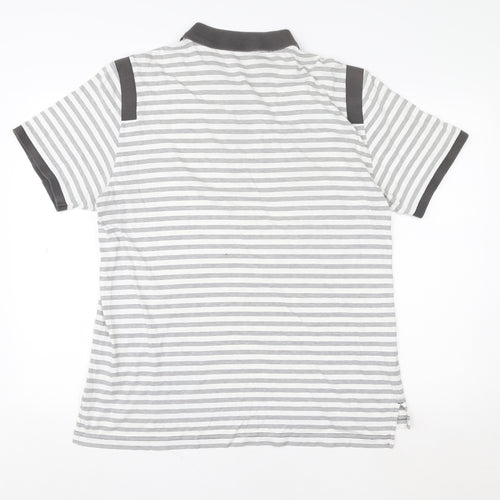Original Penguin Men’s Grey Striped Polo Shirt XL Pima Cotton