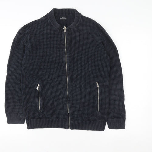Next Men's Blue Full Zip Knit Sweatshirt Size M