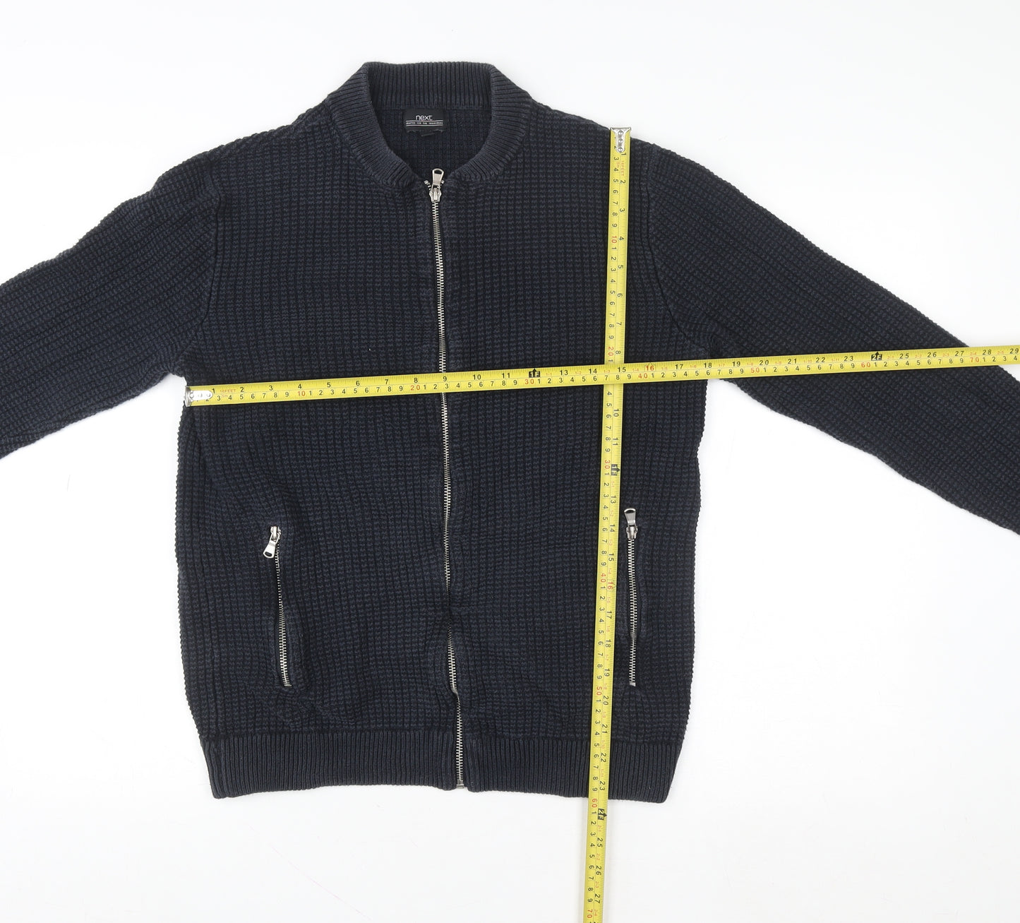Next Men's Blue Full Zip Knit Sweatshirt Size M