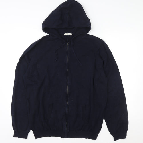 WoolOvers Men's Navy Blue 2XL Full Zip Cotton Hoodie