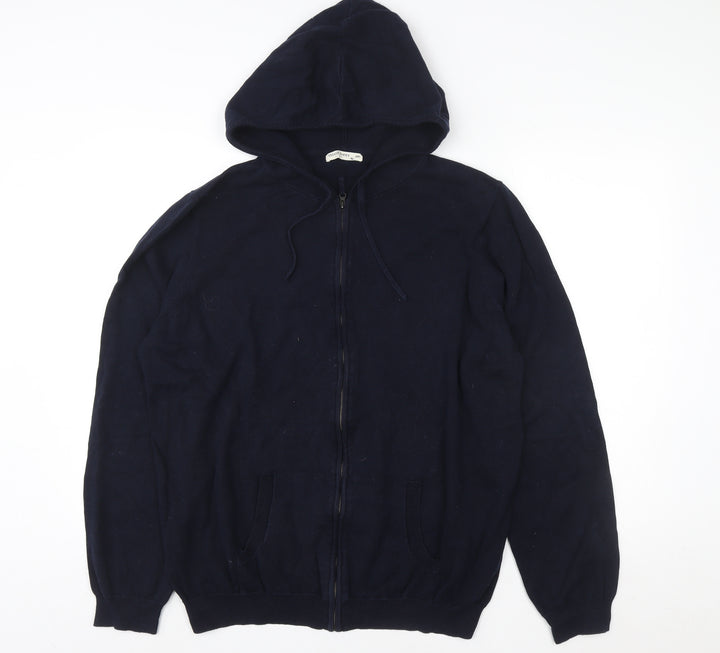 WoolOvers Men's Navy Blue 2XL Full Zip Cotton Hoodie