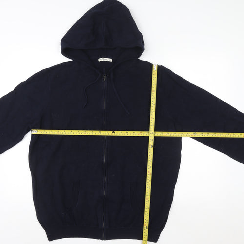 WoolOvers Men's Navy Blue 2XL Full Zip Cotton Hoodie