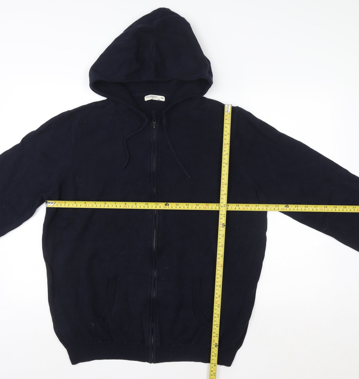 WoolOvers Men's Navy Blue 2XL Full Zip Cotton Hoodie
