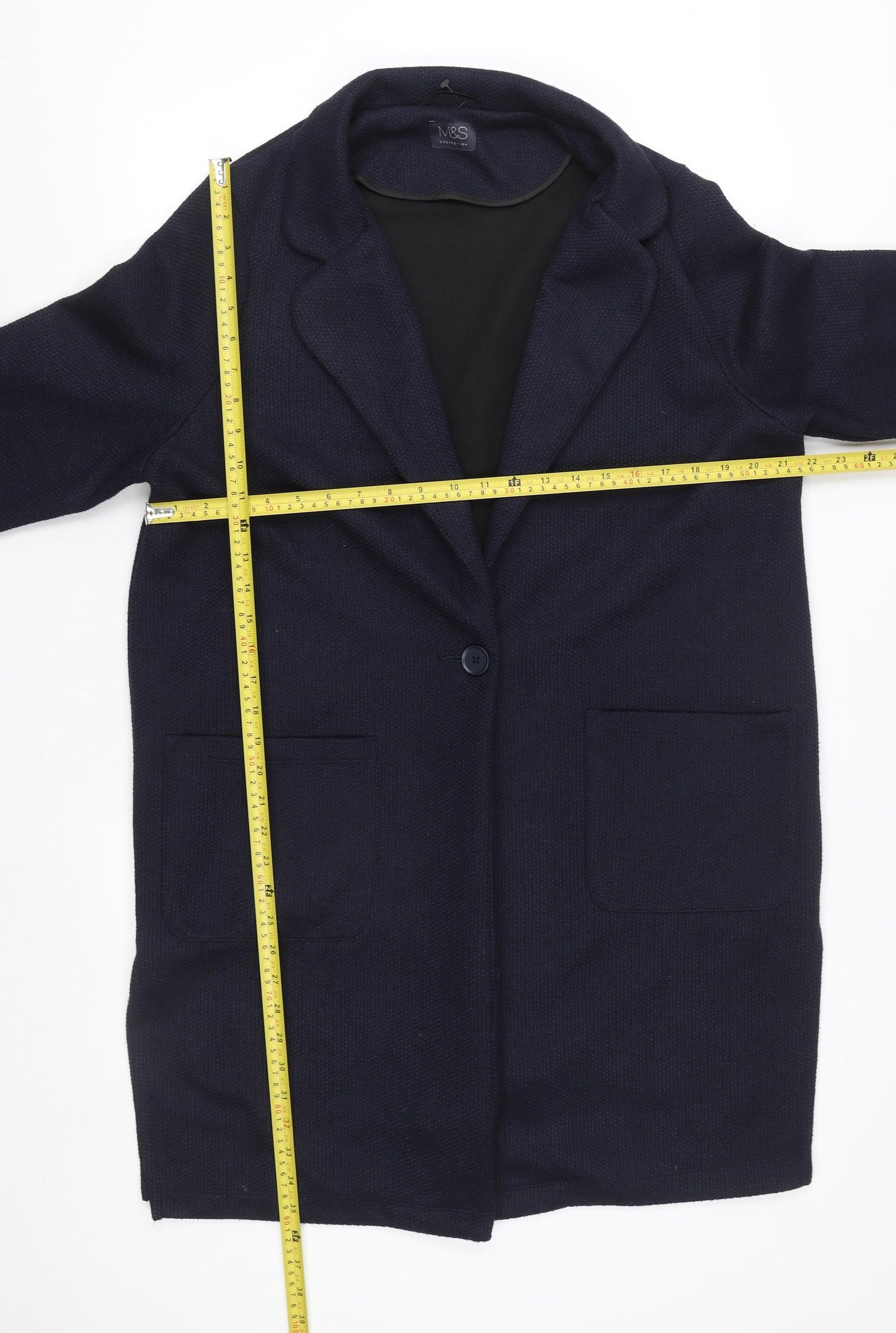 Marks and Spencer Men's Navy Blue Knit Polyester Coatigan Size 44 Regular Fit