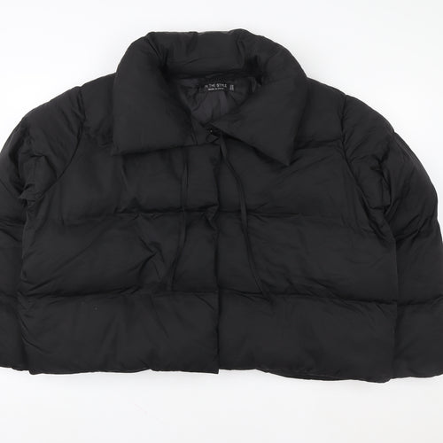 In The Style Women’s Black Cropped Puffer Jacket Size 20 Winter Coat