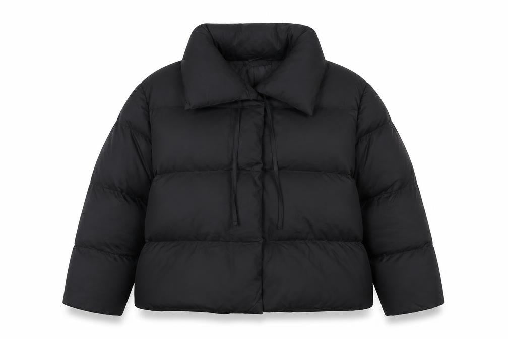 In The Style Women’s Black Cropped Puffer Jacket Size 20 Winter Coat