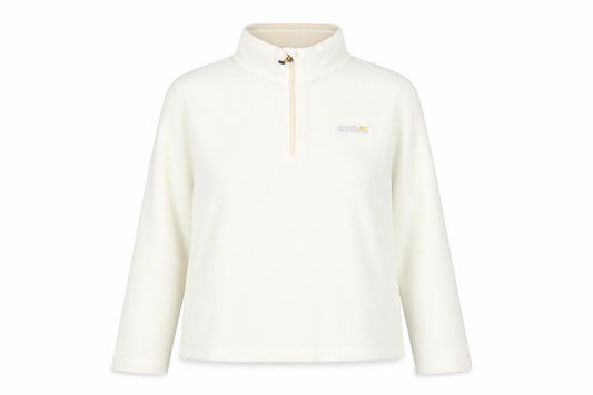 Front view of Regatta Women Beige Fleece 1/4 Zip Pullover Sweatshirt UK 12