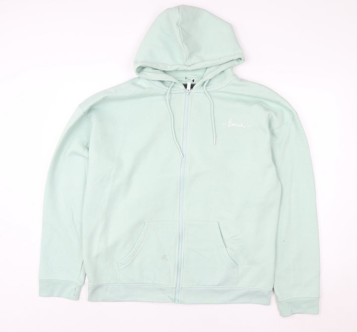 Bench Women Mint Green Full Zip Hoodie Size L UK 14 Hooded Sweatshirt