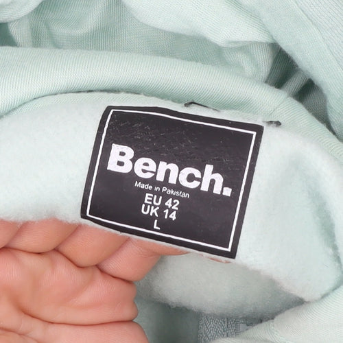 Bench Women Mint Green Full Zip Hoodie Size L UK 14 Hooded Sweatshirt