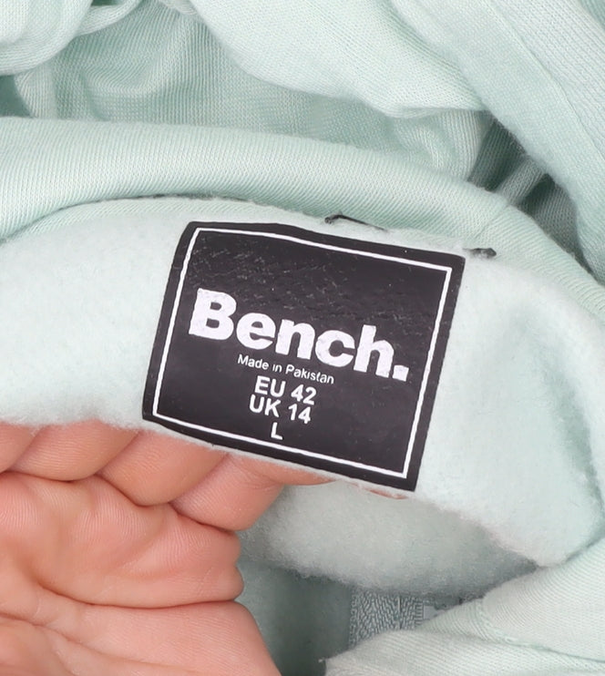 Bench Women Mint Green Full Zip Hoodie Size L UK 14 Hooded Sweatshirt