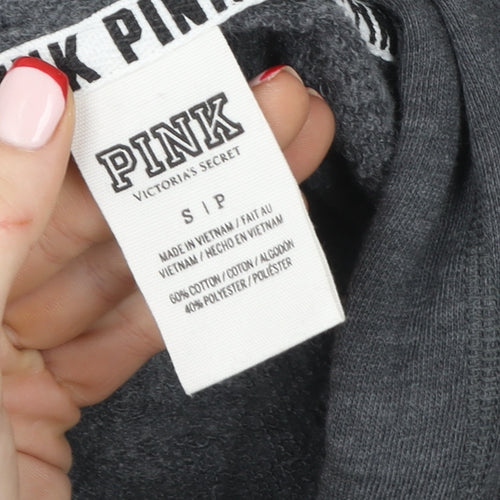Victoria's Secret PINK Women's Grey Sequin Logo Pullover Hoodie Size S