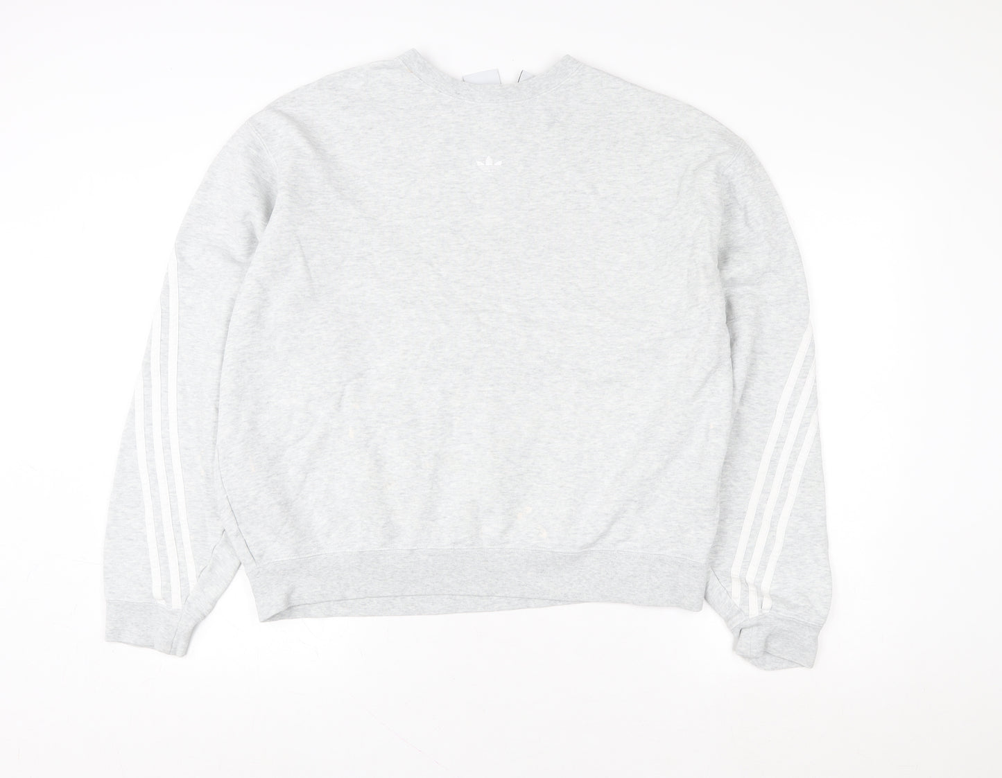 Adidas Men's Grey Large Crew Neck Logo Sweatshirt Pullover