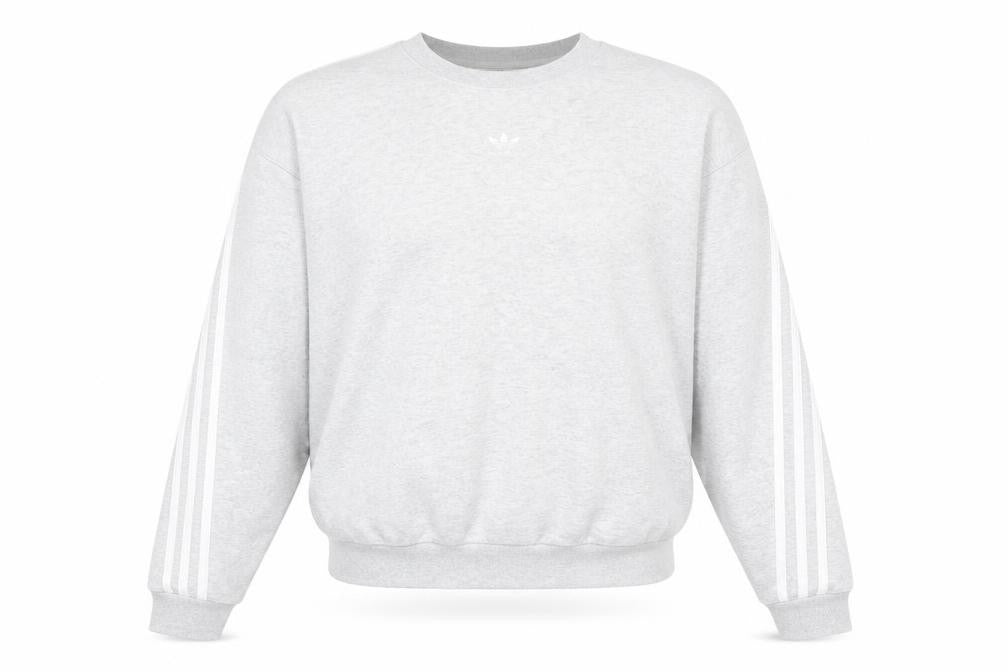 Front view of Adidas Men's Grey Large Crew Neck Logo Sweatshirt Pullover